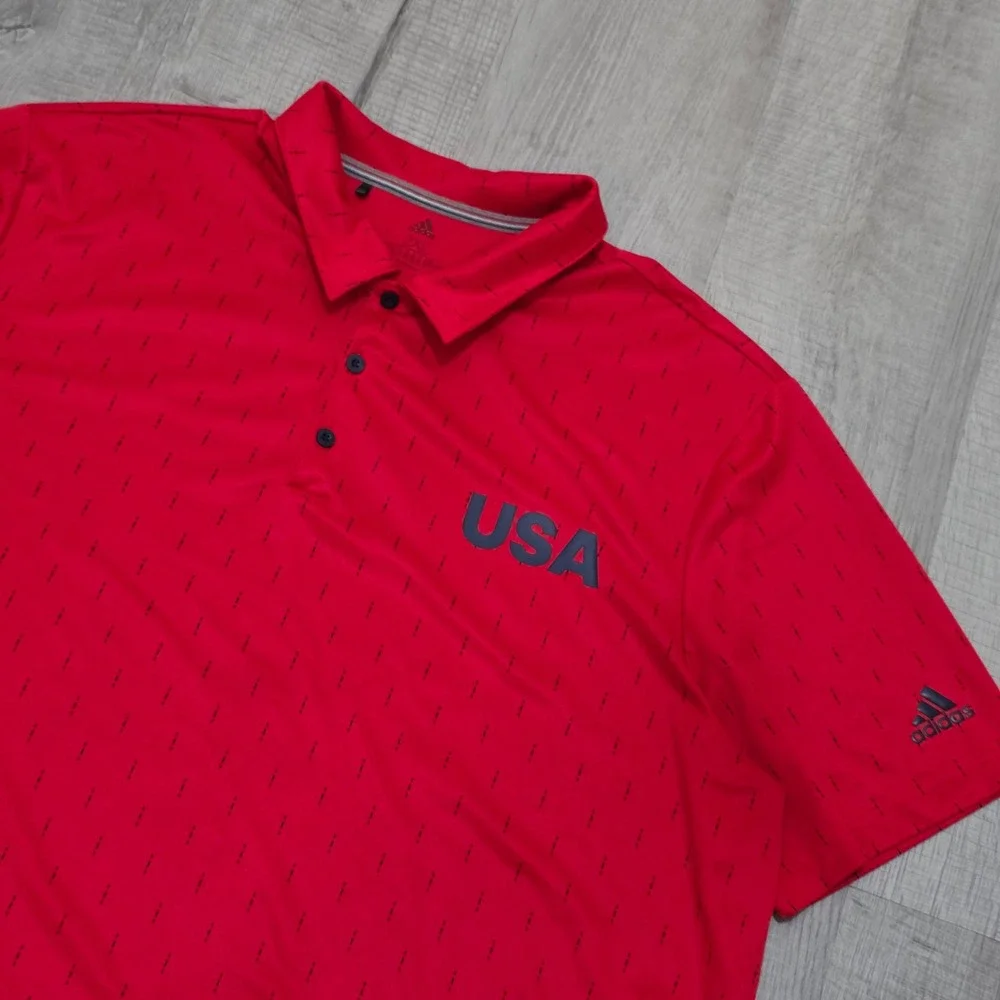 Lot of 2 Adidas Mens Performance Golf Polo Shirt‎ Size 2XL Red Shiny Dazzle Soft